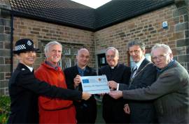 (Left to Right): Insp. Lyn Gooding, Treve James,
Mark Yeoman, Rev'd. Eddie Woon,
Mayor Cllr. Charles Bickford, Ken Churches.